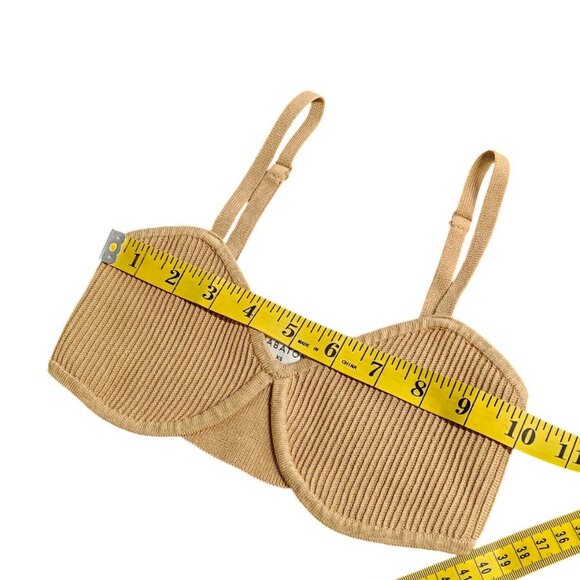 Aritzia Babaton Sculpt Knit Bra Top, Camel, Ribbed, Thick, Size XS - Picture 3 of 6